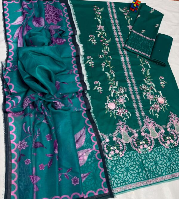 Premium 3 Piece Embroidered Lawn Suit - Unstitched