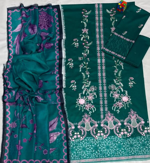 Premium 3 Piece Embroidered Lawn Suit - Unstitched