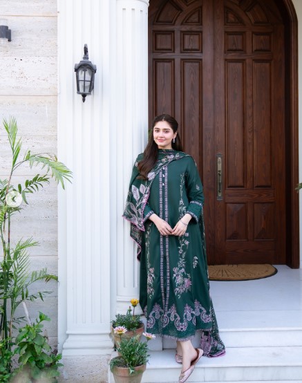 Premium 3 Piece Embroidered Lawn Suit - Unstitched