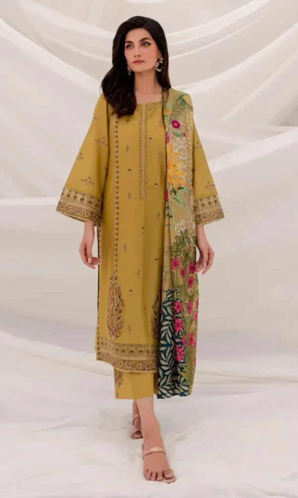Premium 3 Piece Embroidered Lawn Suit - Unstitched