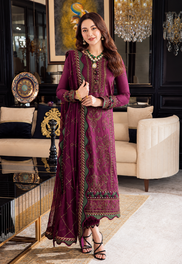 Juna Collection Premium 3 Piece Embroidered Dhanak Suit - Unstitched S02A027