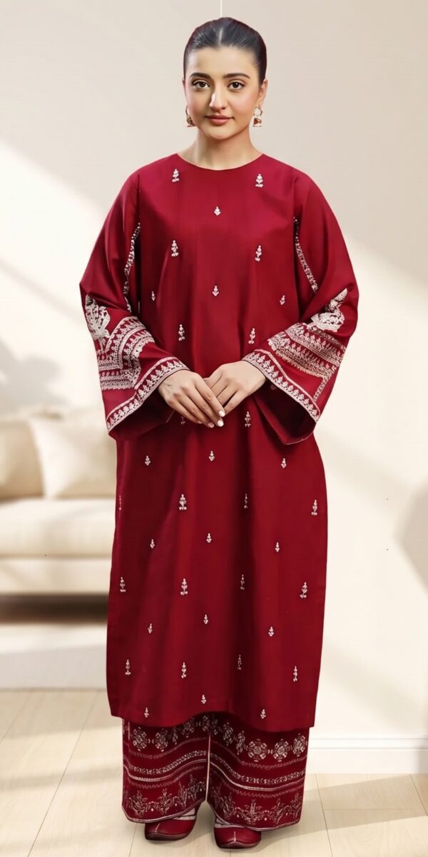 Juna Collection Premium 2 Piece Embroidered Dhanak Suit - Unstitched S01A003