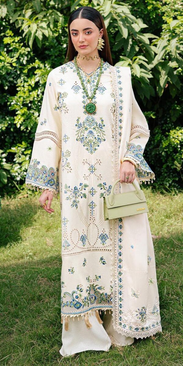 Juna Collection Premium 3 Piece Embroidered Dhanak Suit - Unstitched S01A006