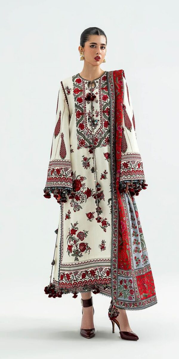 Juna Collection Premium 3 Piece Embroidered Dhanak Suit - Unstitched S01A008