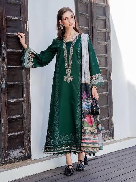 Juna Collection Premium 3 Piece Embroidered Dhanak Suit - Unstitched S01A010