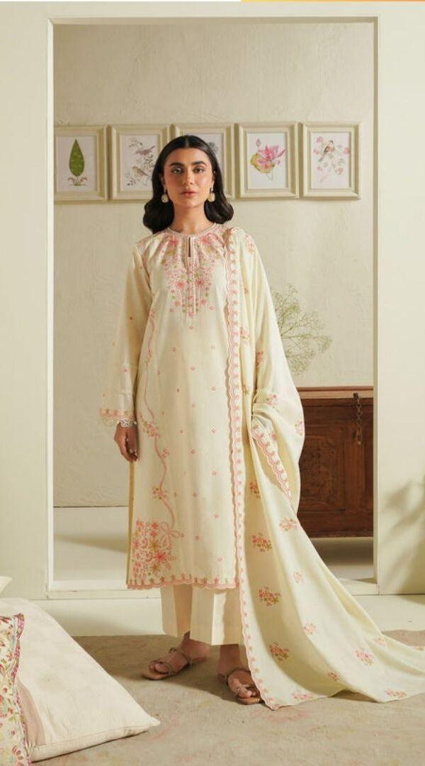 Juna Collection Premium 3 Piece Embroidered Dhanak Suit - Unstitched S01A013