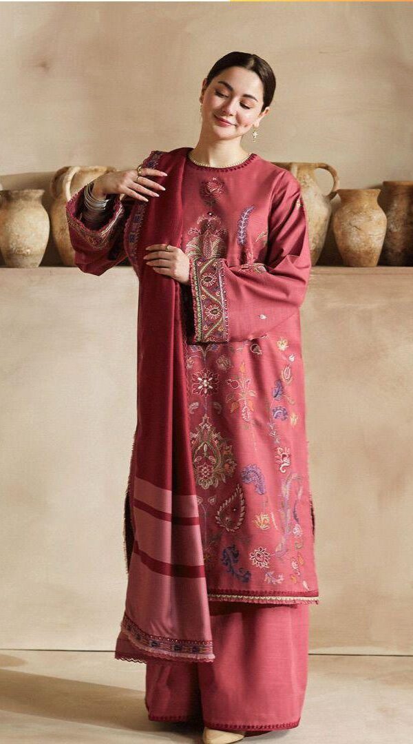Juna Collection Premium 3 Piece Embroidered Dhanak Suit - Unstitched S01A014
