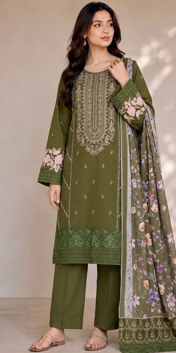 Juna Collection Premium 3 Piece Embroidered Dhanak Suit - Unstitched S02A001