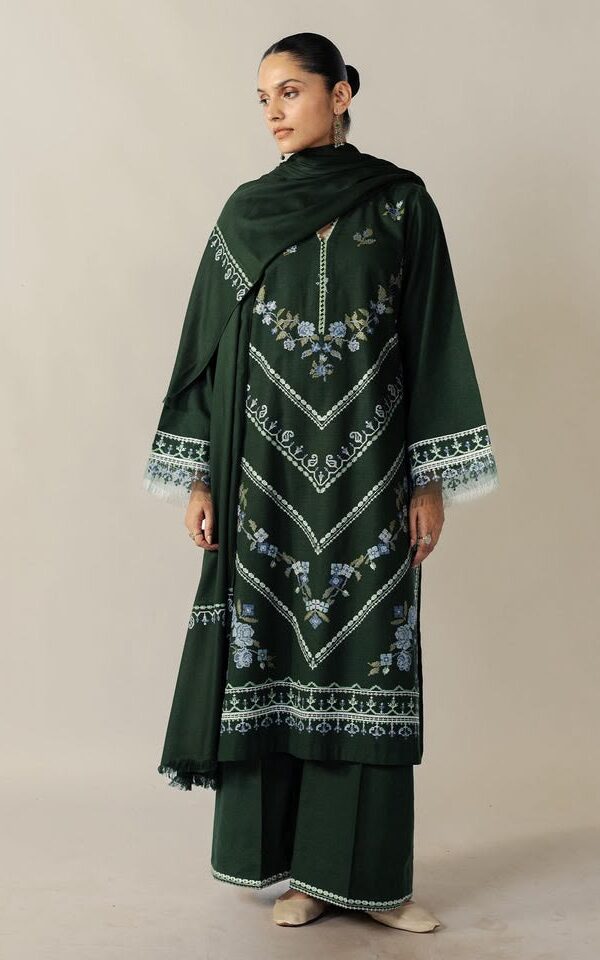 Juna Collection Premium 3 Piece Embroidered Dhanak Suit - Unstitched S02A005