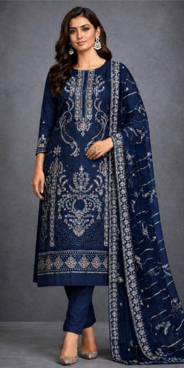 Juna Collection Premium 3 Piece Embroidered Dhanak Suit - Unstitched S03A002