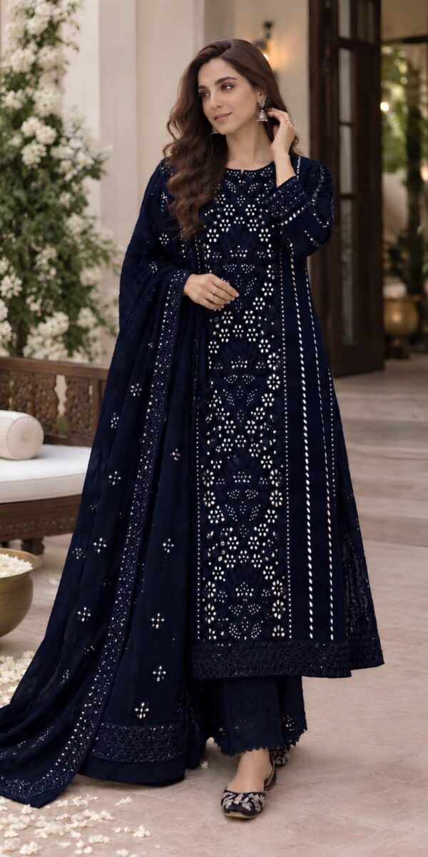 Juna Collection Premium 3 Piece Embroidered Dhanak Suit - Unstitched S03A012