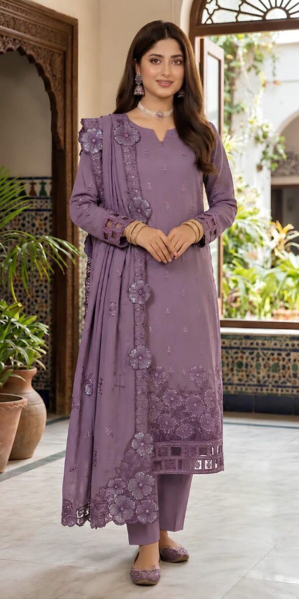 Juna Collection Premium 3 Piece Embroidered Dhanak Suit - Unstitched S03A021