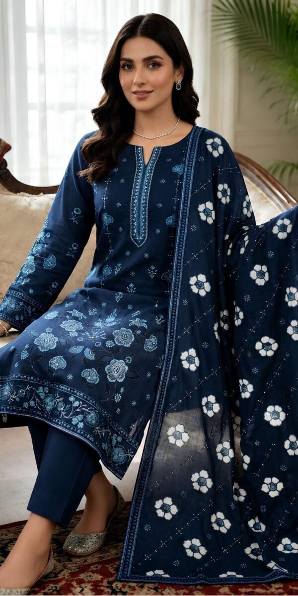 Juna Collection Premium 3 Piece Embroidered Dhanak Suit - Unstitched S03A020
