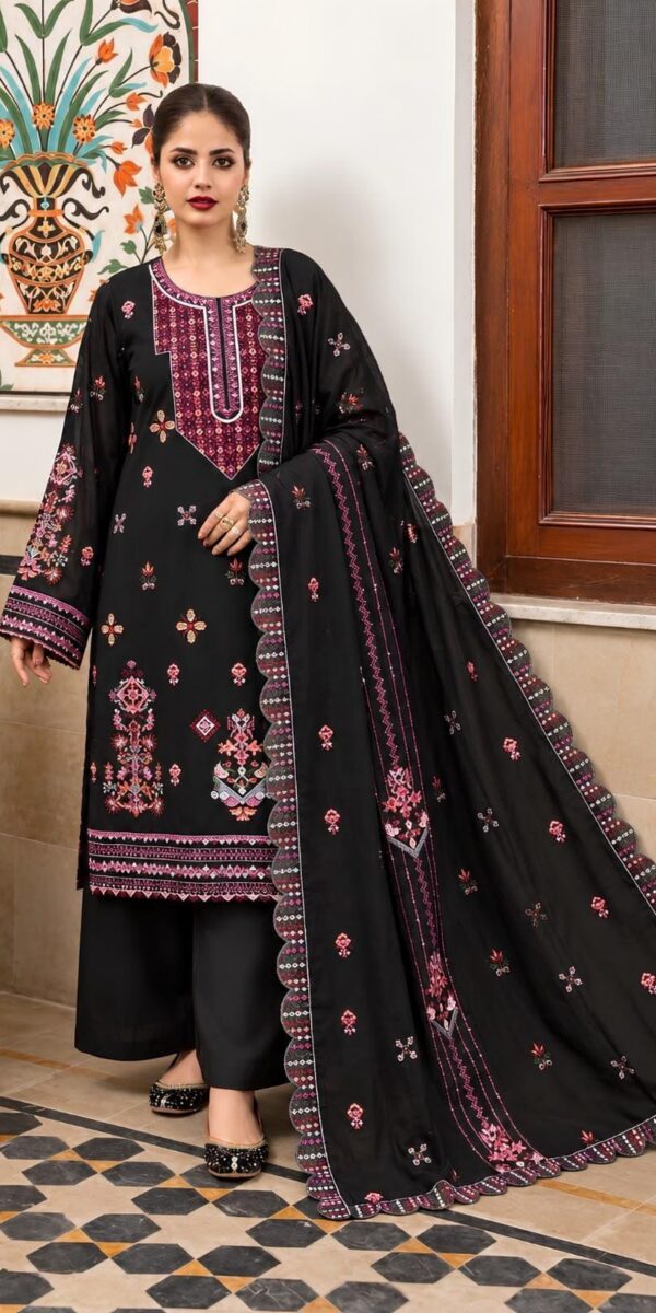 Juna Collection Premium 3 Piece Embroidered Dhanak Suit - Unstitched S03A025