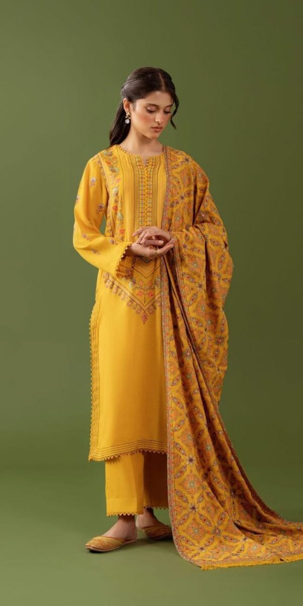 Juna Collection Premium 3 Piece Embroidered Dhanak Suit - Unstitched S01A017
