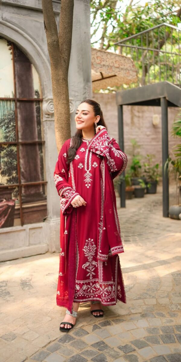 Juna Collection Premium 3 Piece Embroidered Dhanak Suit - Unstitched S01A021