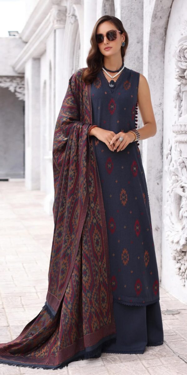 Juna Collection Premium 3 Piece Embroidered Dhanak Suit - Unstitched S01A023