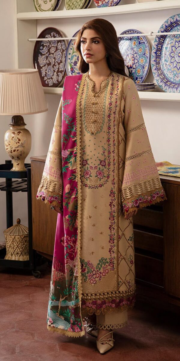Juna Collection Premium 3 Piece Embroidered Airjet Dhanak Suit - Unstitched S01A024