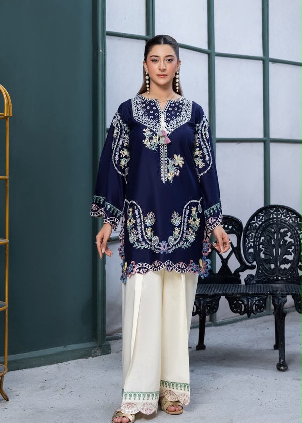 Premium 2 Piece Embroidered Dhanak Suit - Unstitched S01A026