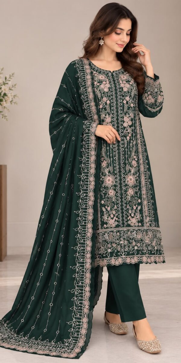 Juna Collection Premium 3 Piece Embroidered Dhanak Suit - Unstitched S02A012