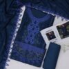 Premium 3 Piece Embroidered Dhanak Suit - Unstitched S02A025