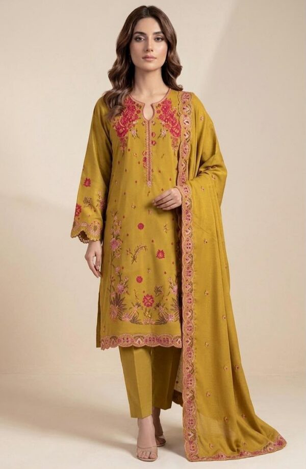 Juna Collection Premium 3 Piece Embroidered Dhanak Suit - Unstitched S02A026